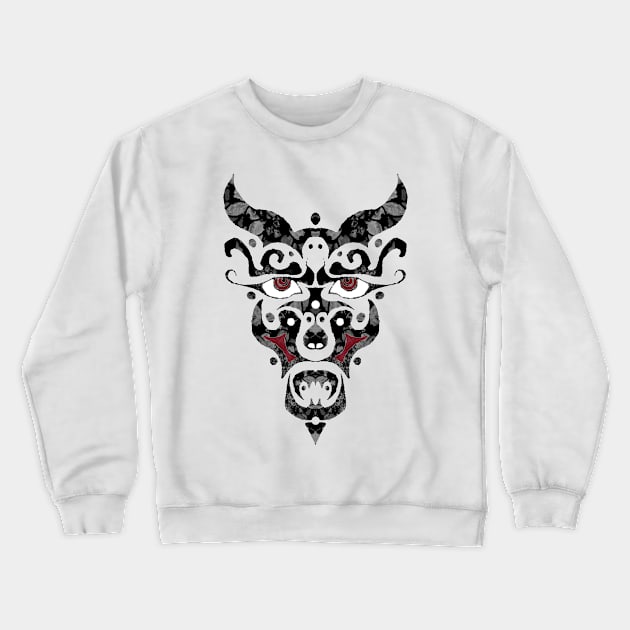 Abstract Demon Mask Crewneck Sweatshirt by ZeichenbloQ